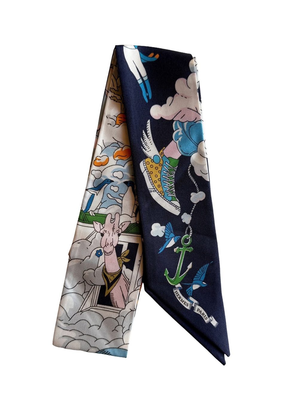 Hermès "Sur Mon Nuage" Twilly 100% Silk